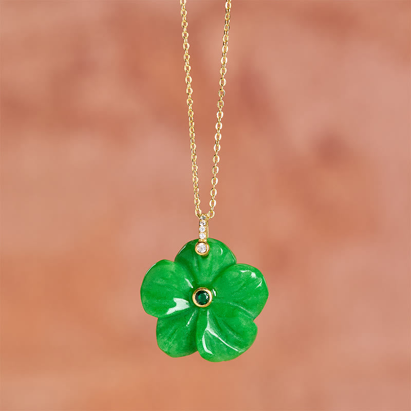 Buddha Stones Natural Green Aventurine Five Petal Flower Positivity Necklace - image 11