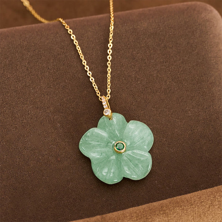 Buddha Stones Natural Green Aventurine Five Petal Flower Positivity Necklace - image 2