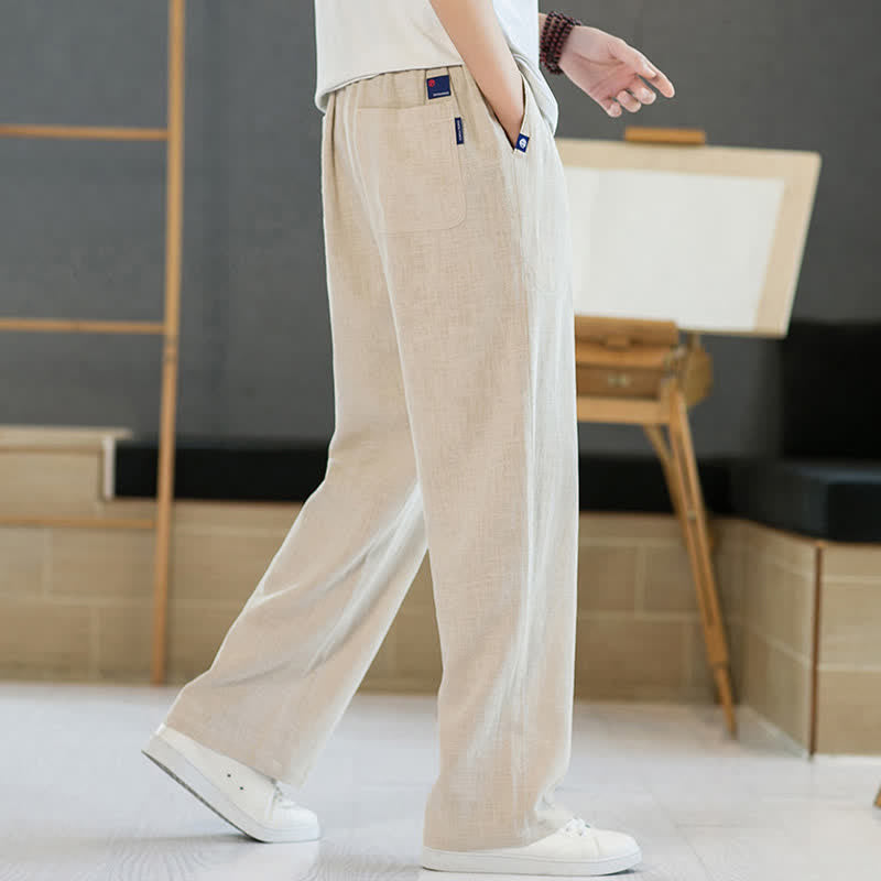 Buddha Stones Spring Summer Casual Minimalist Drawstring Solid Long Pants Men's Straight Leg Pants With Pockets - image 28