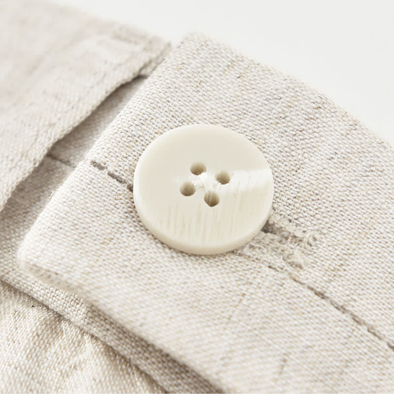 Buddha Stones Summer Casual Minimalist Button-Up Zipper Solid Men's Shorts With Pockets - image 6