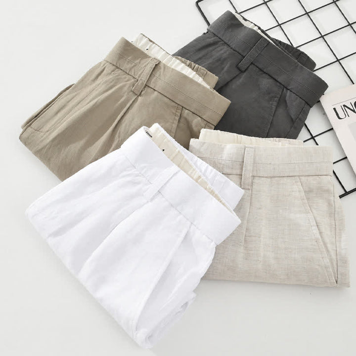 Buddha Stones Summer Casual Minimalist Button-Up Zipper Solid Men's Shorts With Pockets - image 18