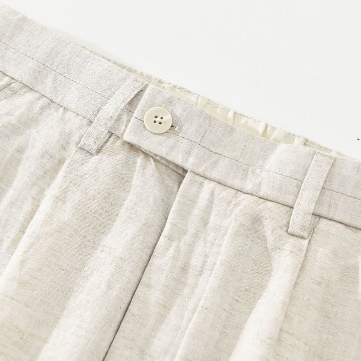 Buddha Stones Summer Casual Minimalist Button-Up Zipper Solid Men's Shorts With Pockets - image 3