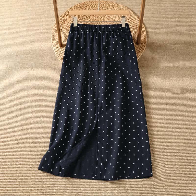 Buddha Stones Summer Casual Vintage Polka Dot Women's Skirts With Pockets - image 6