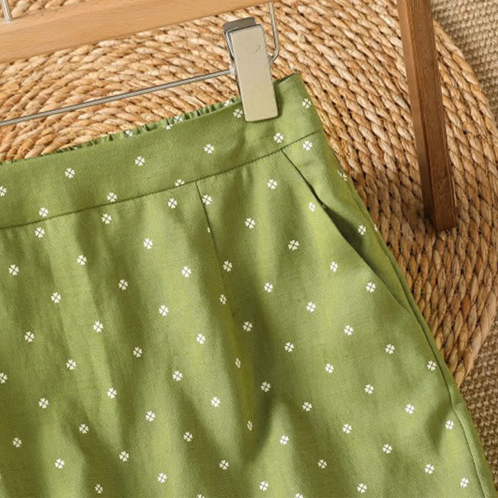 Buddha Stones Summer Casual Vintage Polka Dot Women's Skirts With Pockets - image 3