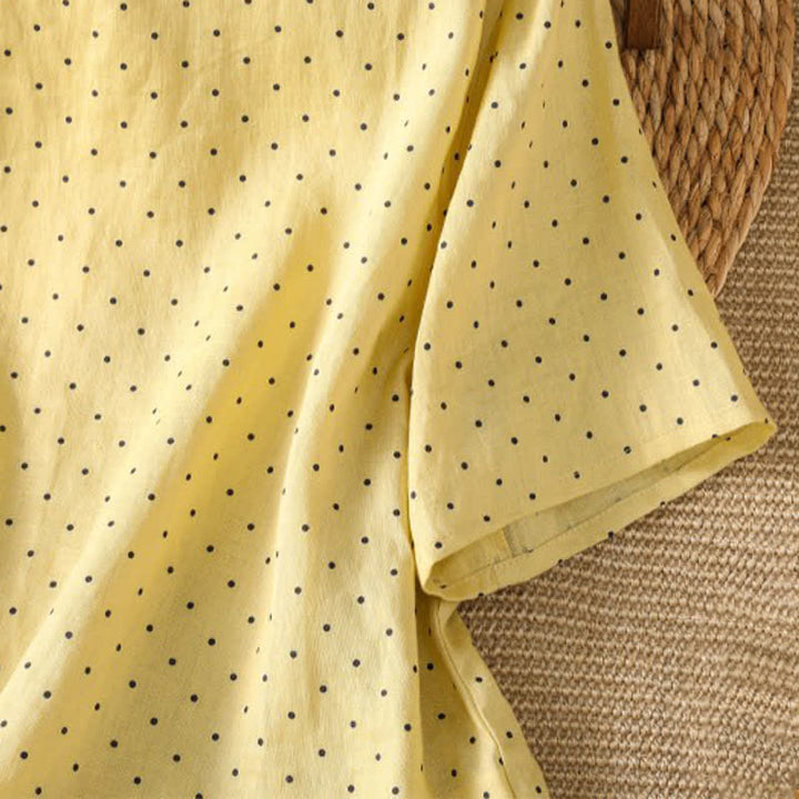 Buddha Stones Summer Casual Polka Dot Ruffled Hem Women's Short Sleeve T-Shirts - image 4