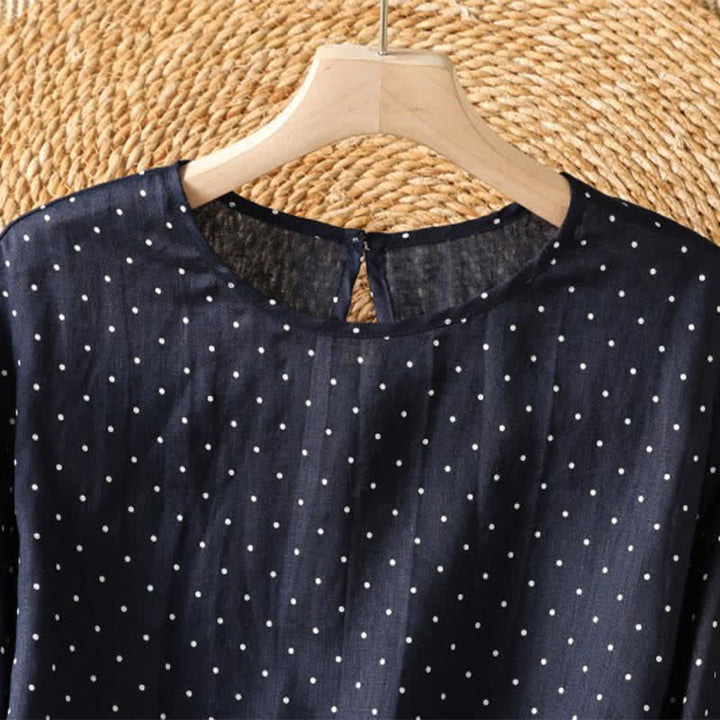 Buddha Stones Summer Casual Polka Dot Ruffled Hem Women's Short Sleeve T-Shirts - image 7