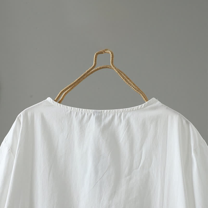 Buddha Stones Summer Casual Minimalist Solid Ruffle Hem Women's Short Sleeve Dress - image 9