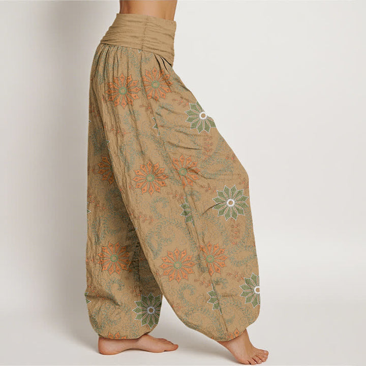 Buddha Stones Cotton Bohemian Mandala Vine Pattern Women's Elastic Waist Harem Pants - image 6