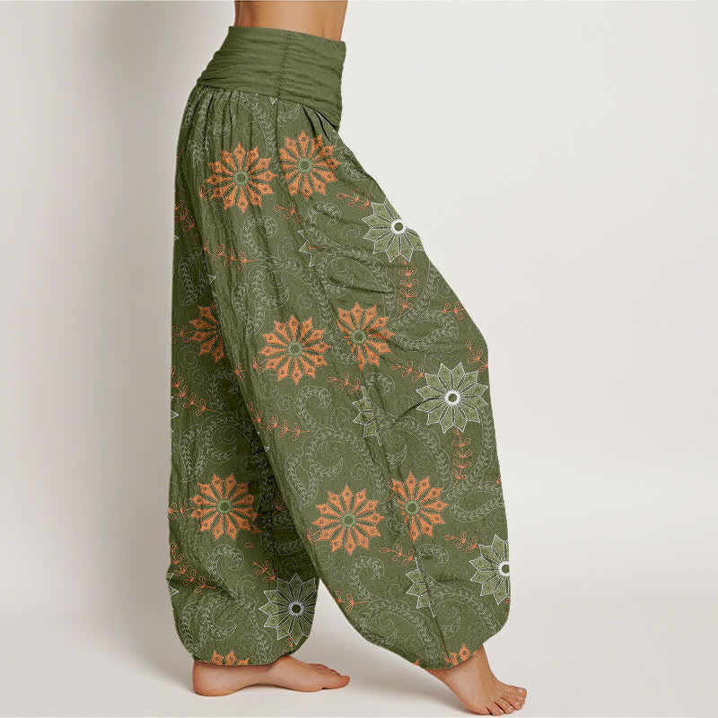 Buddha Stones Cotton Bohemian Mandala Vine Pattern Women's Elastic Waist Harem Pants - image 9