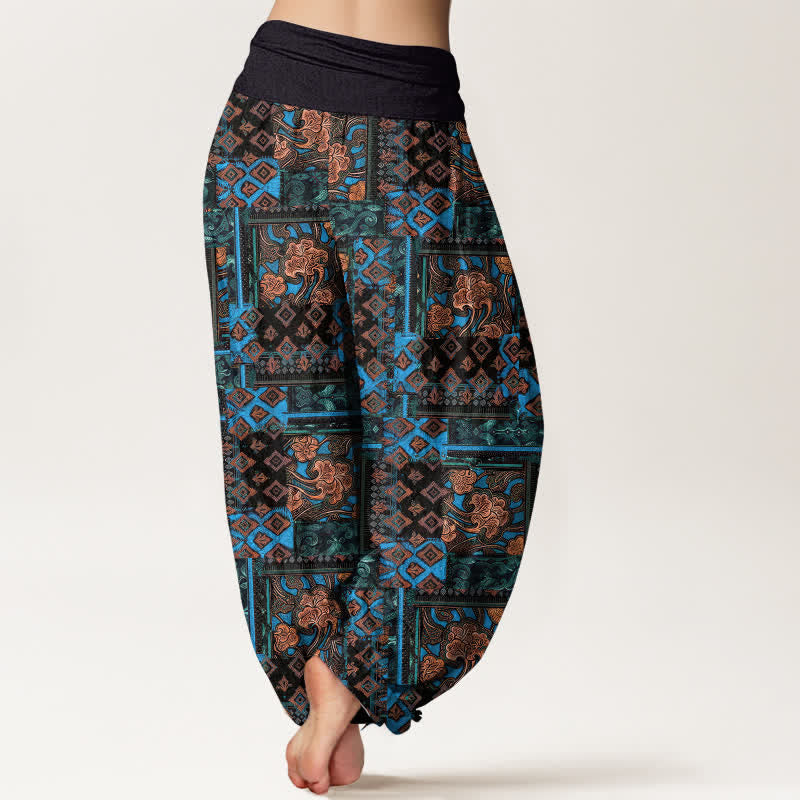 Buddha Stones Pure Cotton Bohemian Geometric Pattern Women's Elastic Waist Harem Pants - image 2