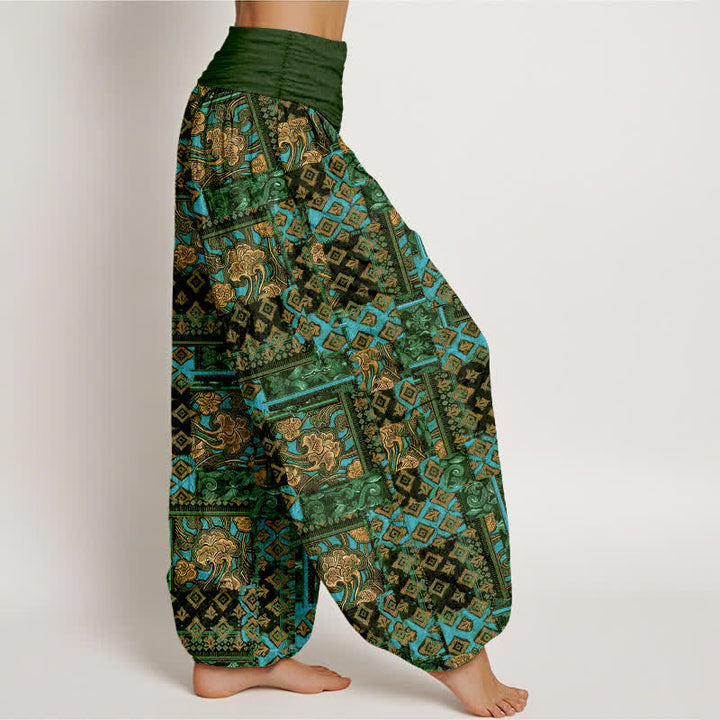 Buddha Stones Pure Cotton Bohemian Geometric Pattern Women's Elastic Waist Harem Pants - image 6