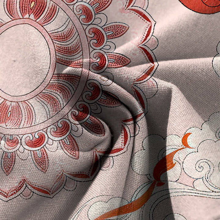 Buddha Stones Cotton Linen Fairy Floral Pattern Women's Elastic Waist Wide Leg Pants With Pockets - image 4