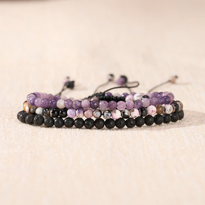 Buddha Stones 3pcs "Find Your Quiet Center" Fire Agate Clarity Bracelet Includes Gift Message Card - image 2