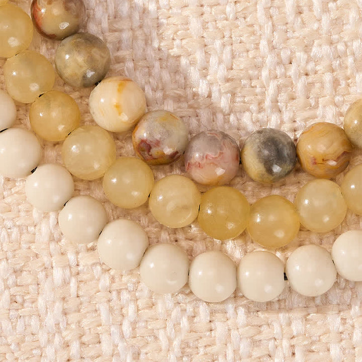 Buddha Stones 3pcs "Return to Stillness" White Fossil Grounding Bracelet Includes Gift Message Card - image 4