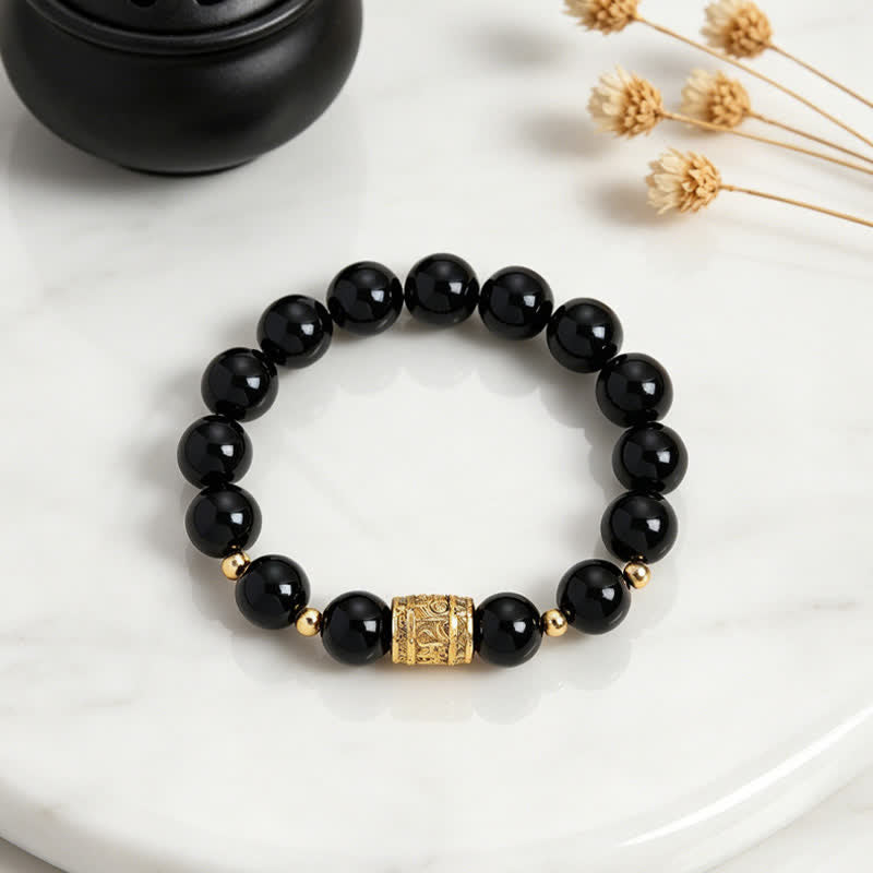Buddha Stones Tiger Eye Black Obsidian Courage Beads Bracelet - image 12
