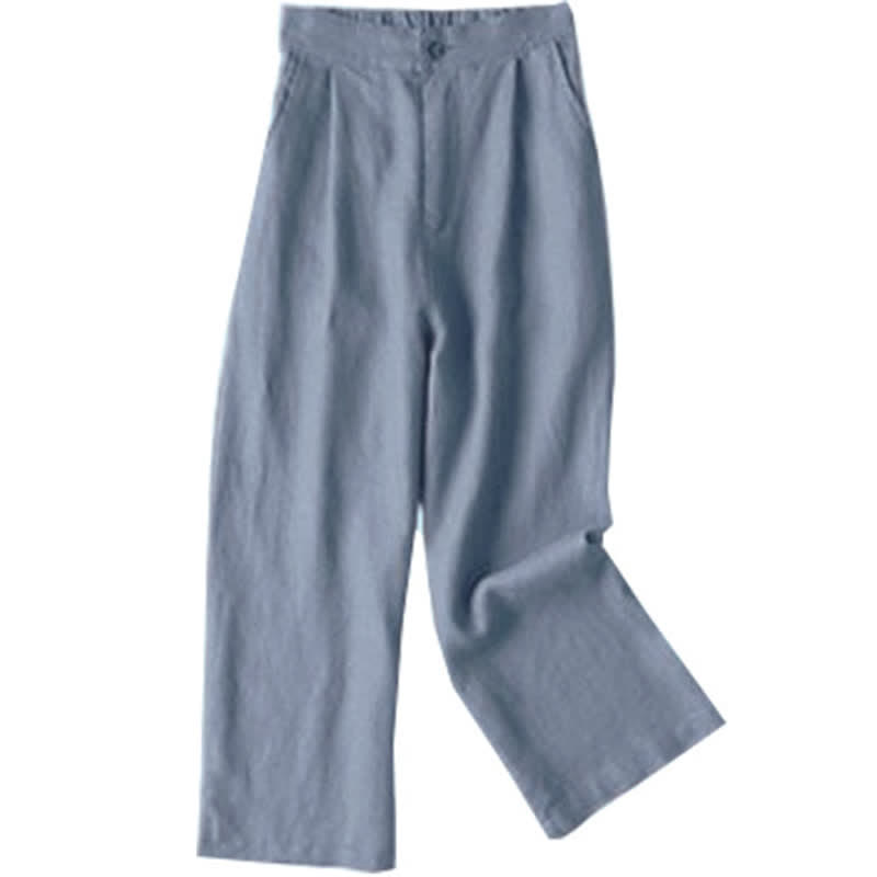 Buddha Stones Commute Solid Color 7-8 Length Women's Wide Leg Pants With Pockets - LightSteelBlue - US12，UK/AU16，EU44 (3XL) - image 19