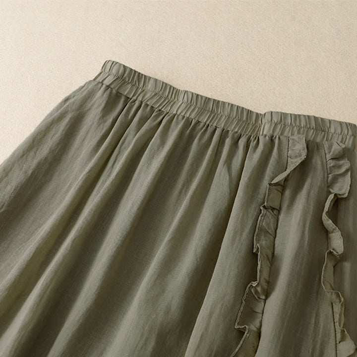 Buddha Stones Summer Plain Ruffle Design Women's Skirt - image 7