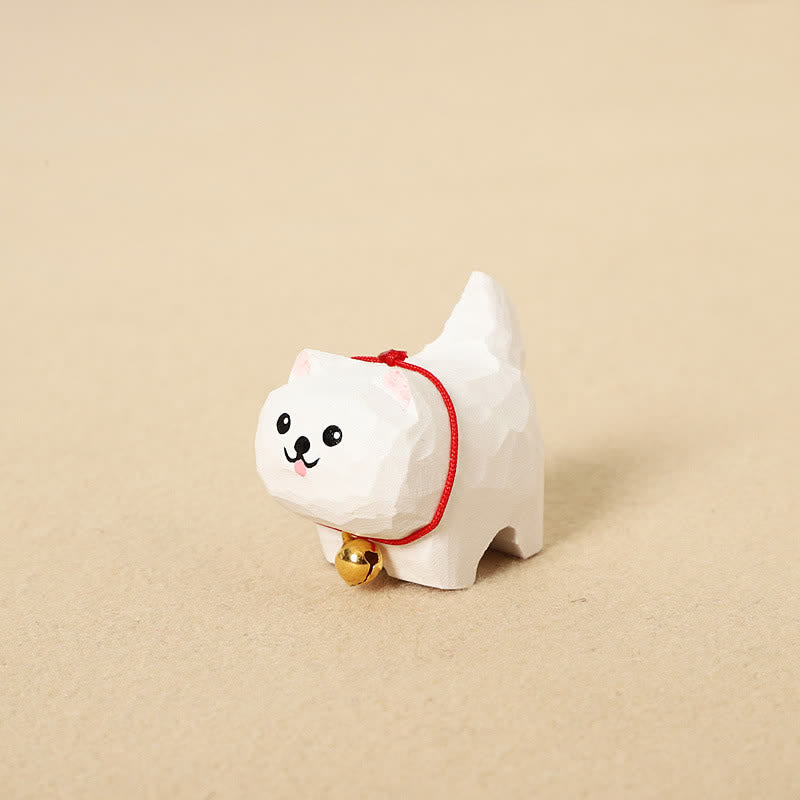 Buddha Stones Hand Carved Natural Wood Cute Dog Keychain Cute Animal Decor - Samoyed - image 3