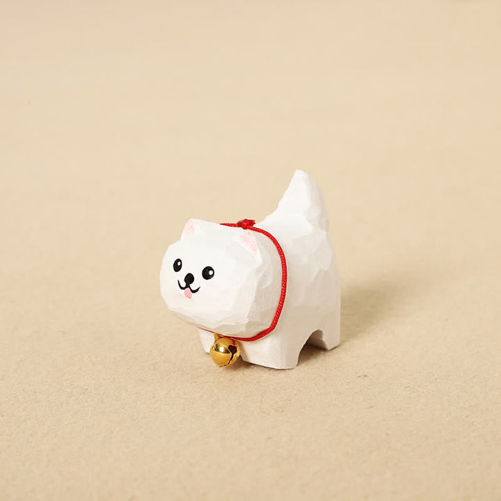 Buddha Stones Hand Carved Natural Wood Cute Dog Keychain Cute Animal Decor - Samoyed - image 3