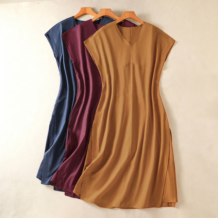 Buddha Stones Summer Elegant Minimalist Solid Women's Summer Sleeveless Dress With Pocket - image 20