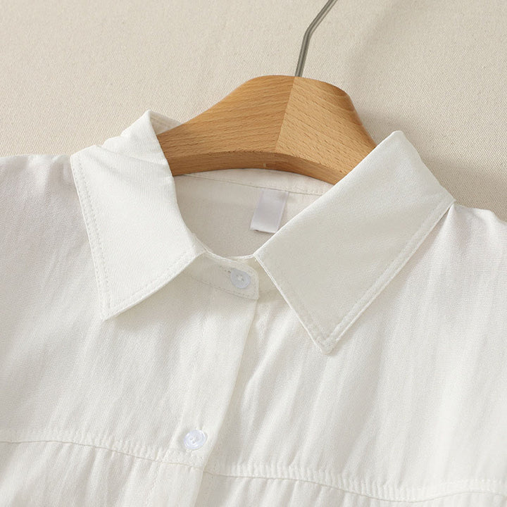 Buddha Stones Summer Casual Minimalist Button-Up Solid Women's Short Sleeve Shirts - image 6