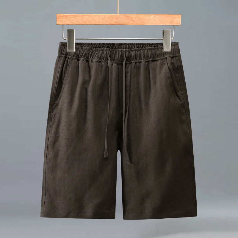 Buddha Stones Summer Casual Minimalist Drawstring Solid Men's Shorts With Pocket - SaddleBrown - US/UK/AU42，EU52 (3XL) - image 10