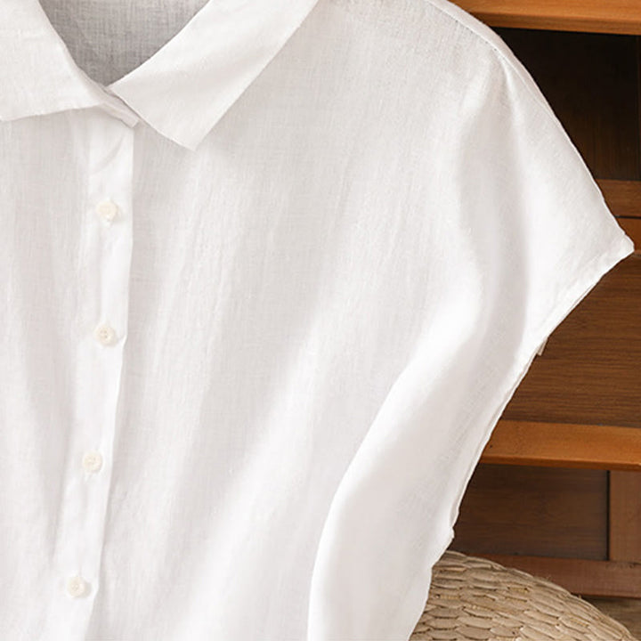 Buddha Stones Summer Plain Color Button Short Sleeve Women's Shirt - image 10