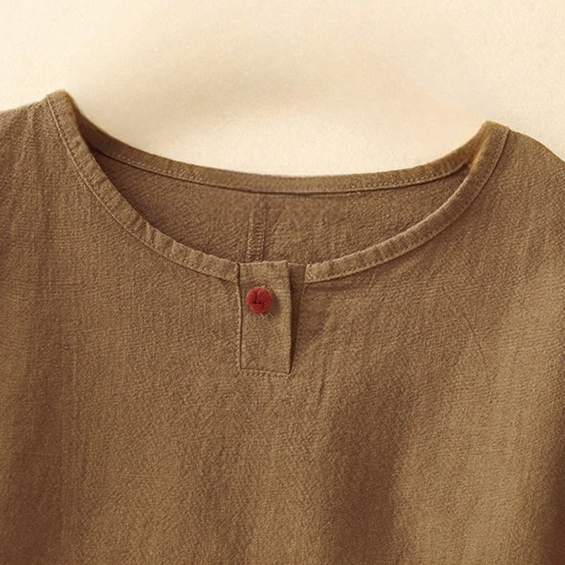 Buddha Stones Casual Plain  Women's Crew Neck Design Loose Half Sleeve T-shirt - image 14