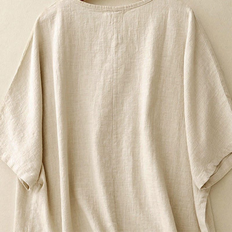 Buddha Stones Casual Plain  Women's Crew Neck Design Loose Half Sleeve T-shirt - image 3
