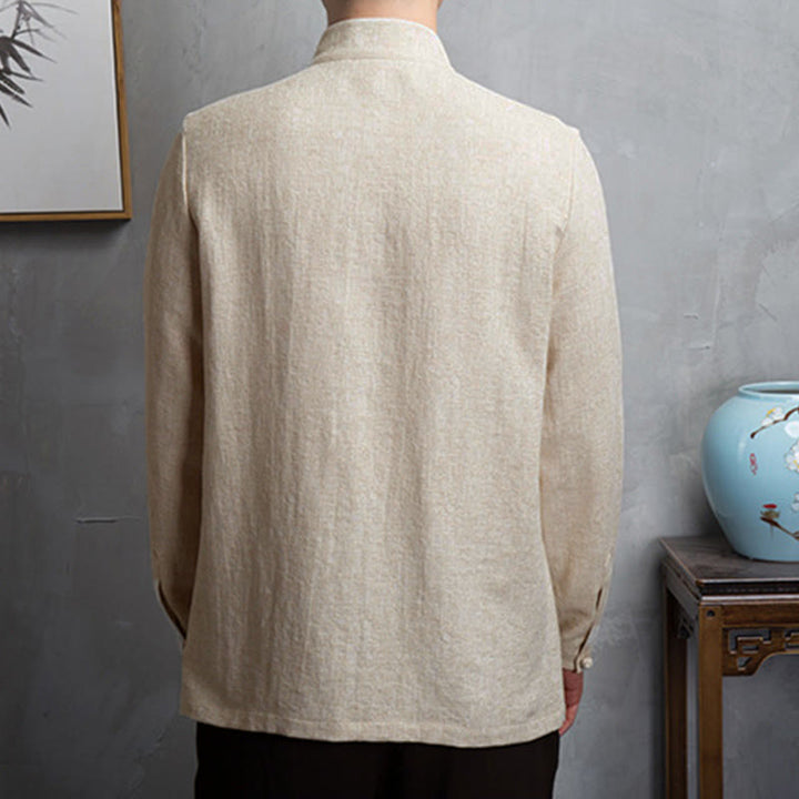Buddha Stones Solid Color Chinese Tang Suit Jacket Men Clothing - image 2
