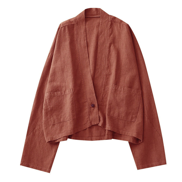 Buddha Stones Casual Vintage Plain Long Sleeve Open Front Jacket With Pockets - image 12