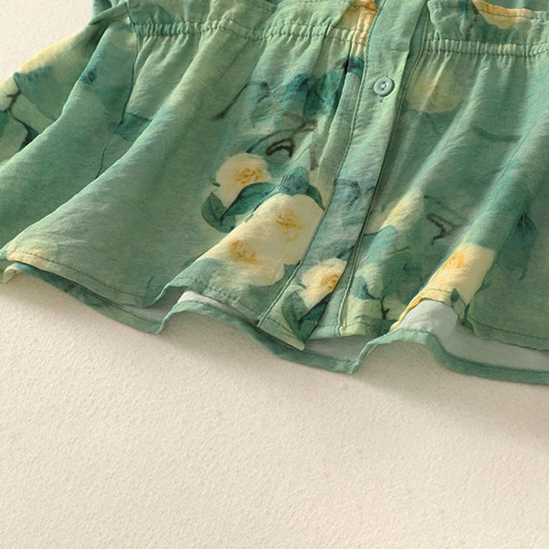 Buddha Stones Summer Boho Button-Up Floral Women's Short Sleeve Shirts - image 8