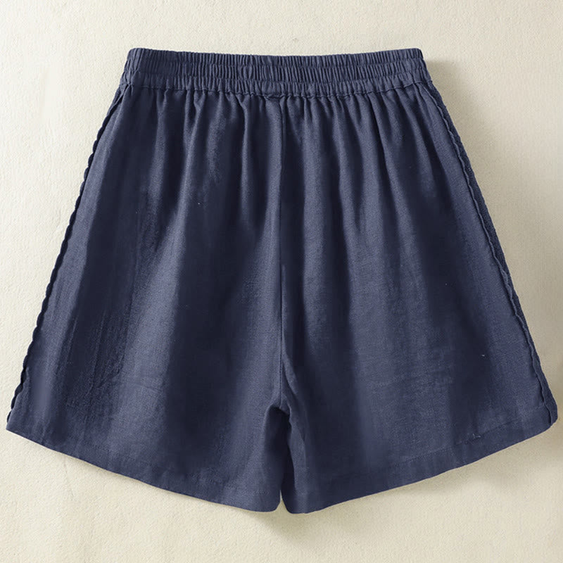 Buddha Stones Summer Casual Boho Solid Decorative Side Lace Women's Shorts With Pockets - image 11