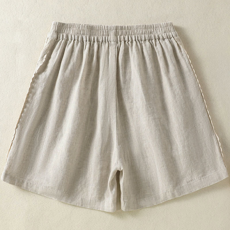 Buddha Stones Summer Casual Boho Solid Decorative Side Lace Women's Shorts With Pockets - image 22