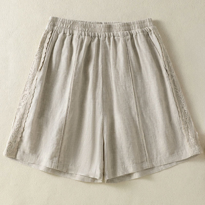 Buddha Stones Summer Casual Boho Solid Decorative Side Lace Women's Shorts With Pockets - Linen - US8-10, UK/AU12-14, EU40-42 (2XL) - image 21