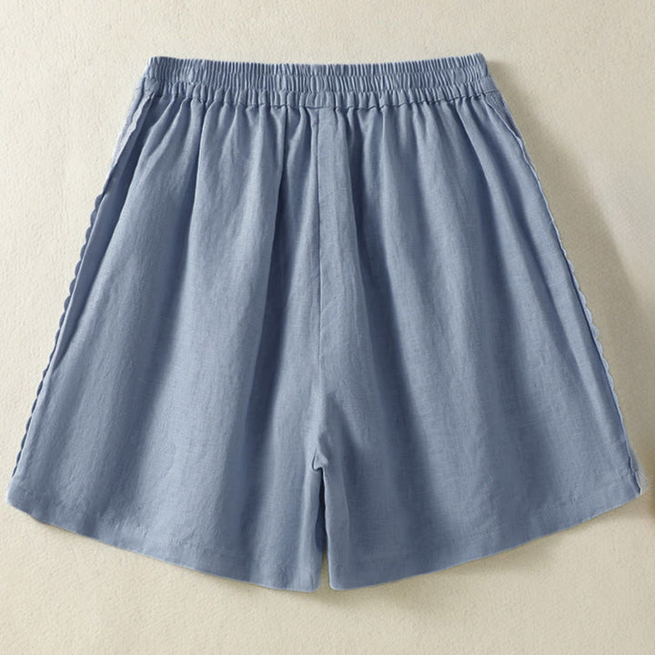 Buddha Stones Summer Casual Boho Solid Decorative Side Lace Women's Shorts With Pockets - image 1