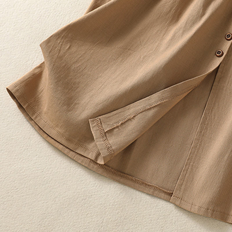 Buddha Stones Summer Casual Boho Button-Up Solid Women's Skirts With Pockets - image 7