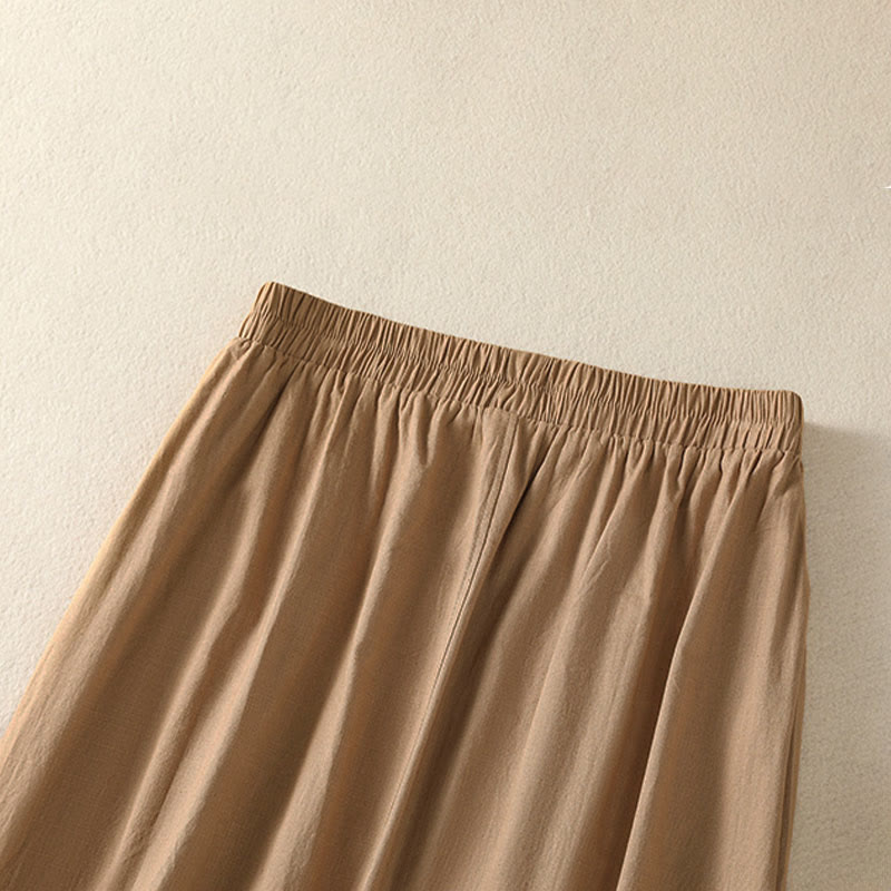 Buddha Stones Summer Casual Boho Button-Up Solid Women's Skirts With Pockets - image 3