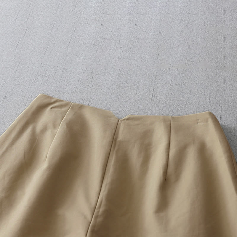 Buddha Stones Summer Minimalist Elegant Solid Zipper Design Women's Shorts With Pockets - image 3