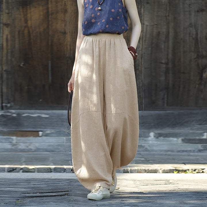 Buddha Stones Pants Harem Trousers Loose Zen Yoga Tai Chi Women's Pants - Beige(Regular Style) - US8-10，UK/AU12-14，EU40-42 (L)  - image 32