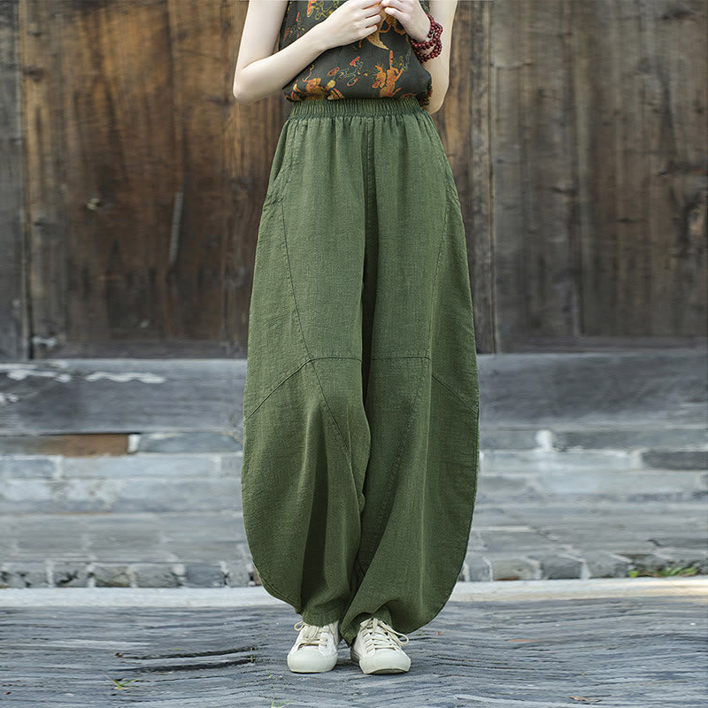 Buddha Stones Pants Harem Trousers Loose Zen Yoga Tai Chi Women's Pants - Green(Regular Style) - US8-10，UK/AU12-14，EU40-42 (L)  - image 27