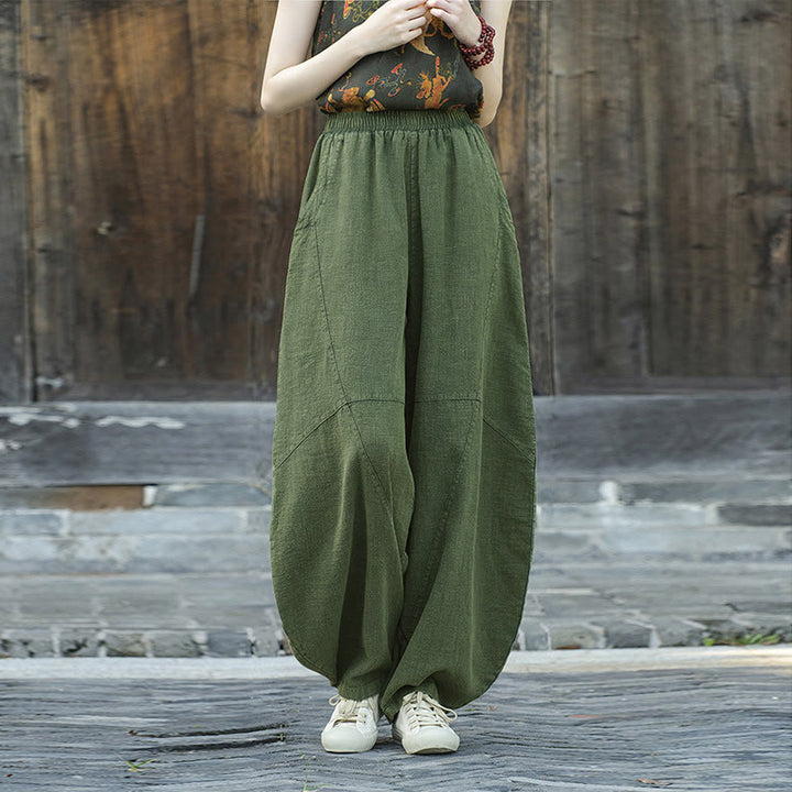 Buddha Stones Pants Harem Trousers Loose Zen Yoga Tai Chi Women's Pants - Green(Regular Style) - US8-10，UK/AU12-14，EU40-42 (L)  - image 27