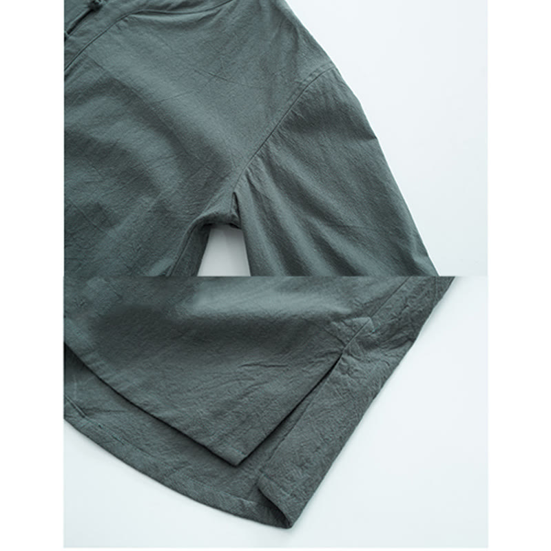 Buddha Stones Solid Color Traditional Short Sleeve T-shirt Pants Clothing Men's Set - image 2