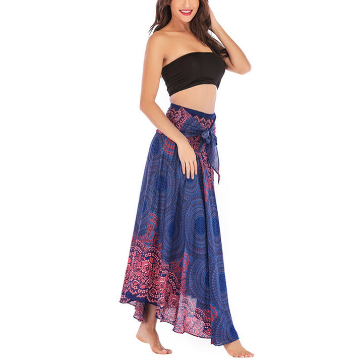 Buddha Stones Two Style Wear Bohemian Compass Rose Flower Lace-up Skirt Dress - image 13