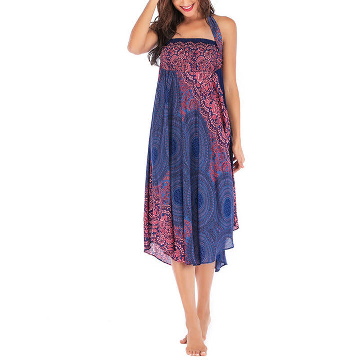 Buddha Stones Two Style Wear Bohemian Compass Rose Flower Lace-up Skirt Dress - image 17
