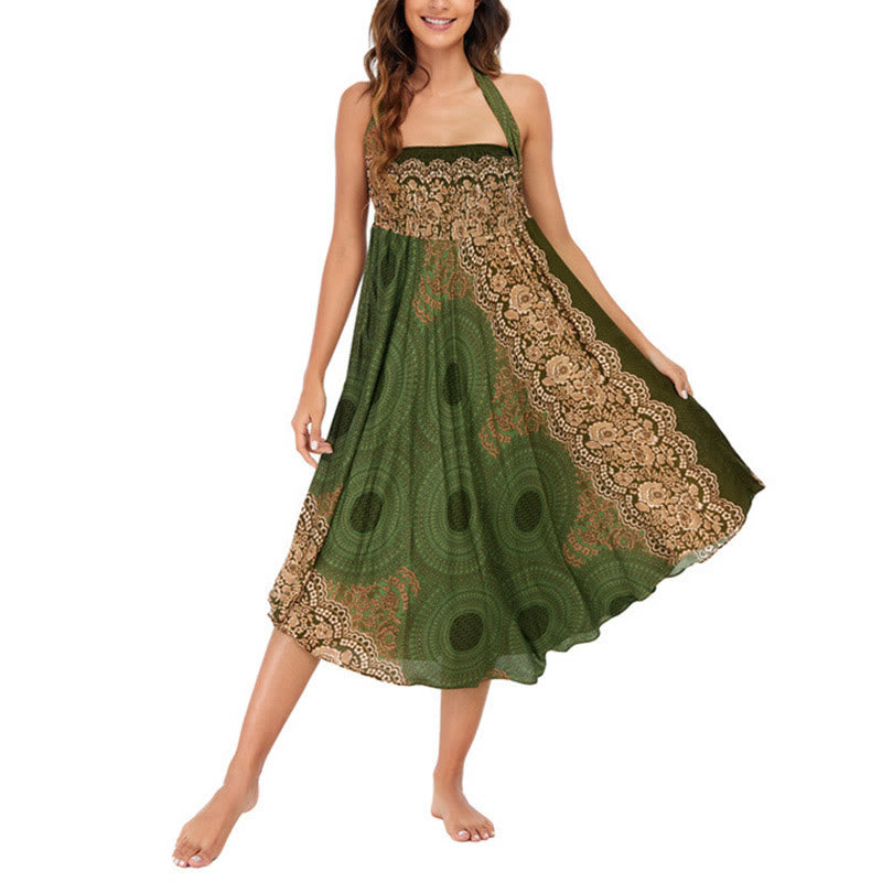 Buddha Stones Two Style Wear Bohemian Compass Rose Flower Lace-up Skirt Dress - image 20