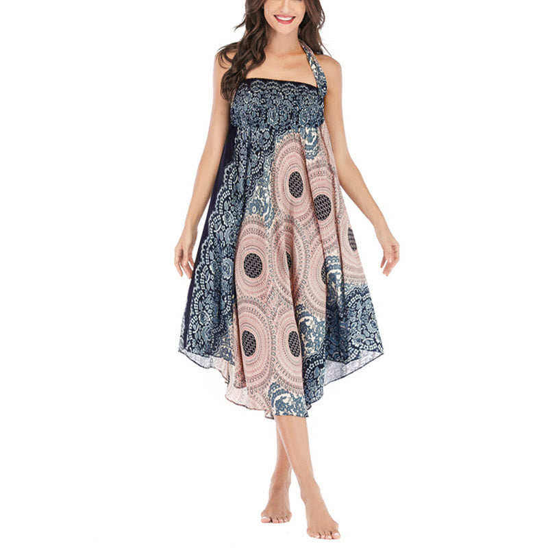 Buddha Stones Two Style Wear Bohemian Compass Rose Flower Lace-up Skirt Dress - image 31