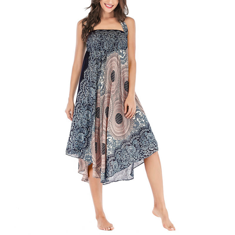 Buddha Stones Two Style Wear Bohemian Compass Rose Flower Lace-up Skirt Dress - image 32