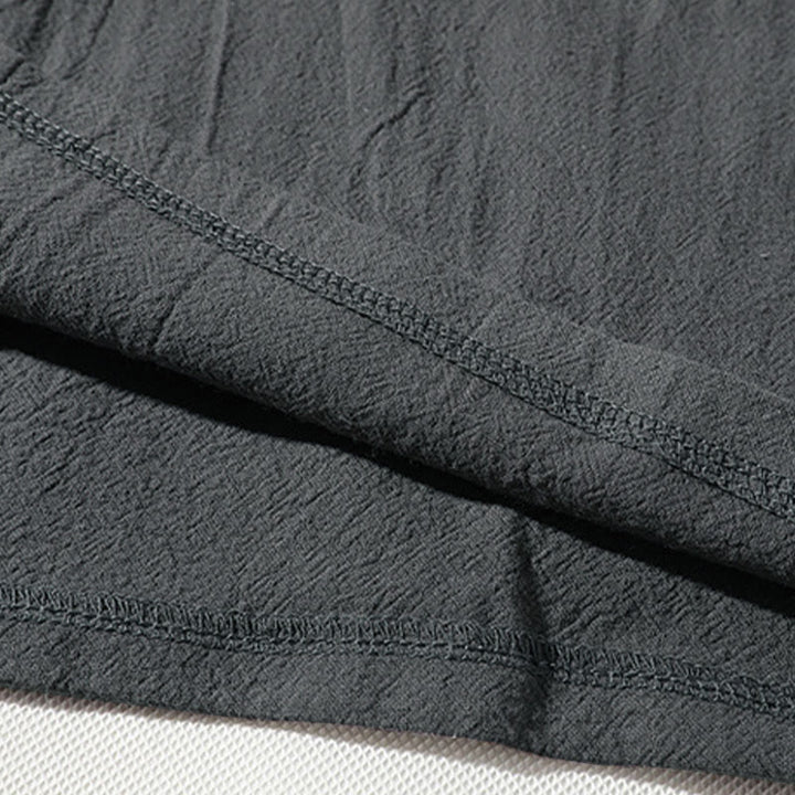 Buddha Stones 2Pcs Plain Notched Collar T-Shirt Wide Leg Shorts With Pockets Men's Meditation Cloth Set - image 10