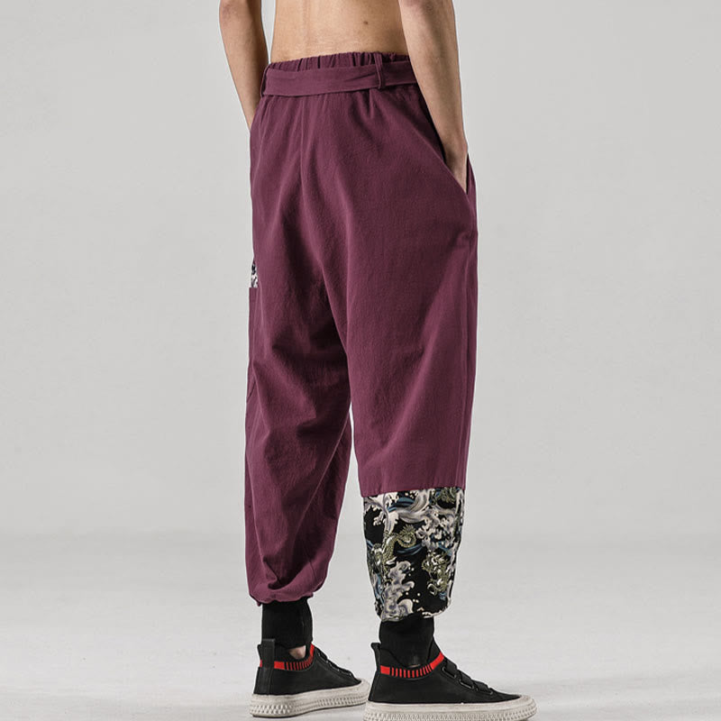 Buddha Stones Ocean Waves Lace-up Men's Harem Pants With Pockets - image 16